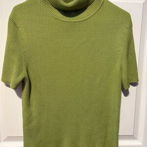 Olive Green Ribbed Turtleneck Top